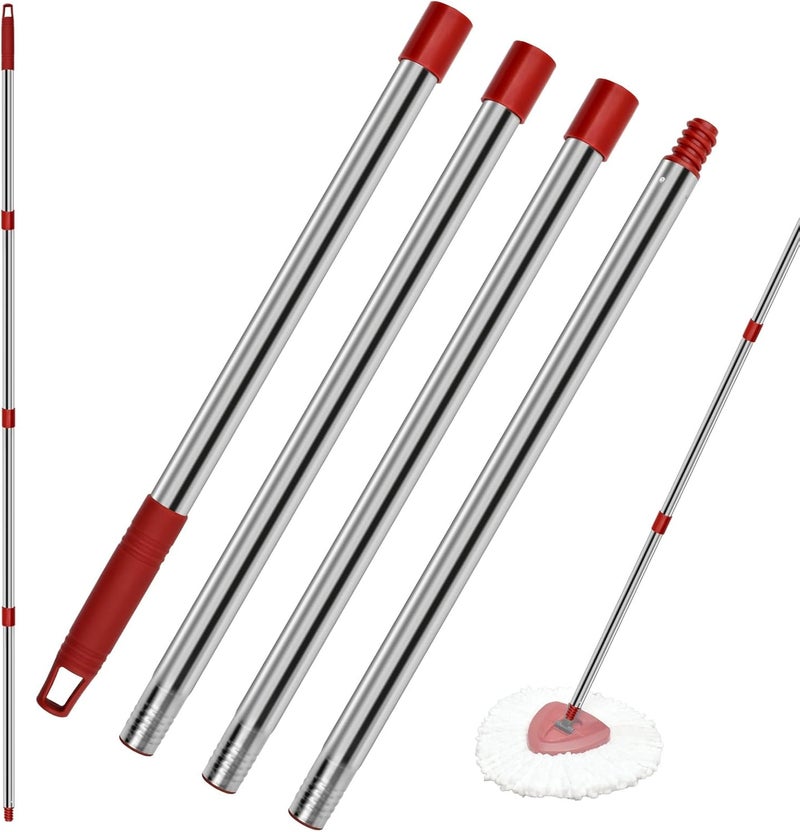 GFRED 4 Section Spin Mop Replacement Handle for O Cedar Mop Handle for Ocedar Spin Mop Handles to Floor Clean Adjustable 30" to 58" Length Mop Stick Pole Handle, American Screw Joint (Mop Head Not Included) - Image 1